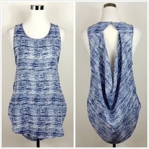 Fab'rik Asher Blue High Low Draped Tank Top